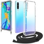 Etui coque universel avec cordon sangle dragonne pour huawei p30, housse en silicone avec collier transparent ...