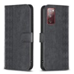 Etui en cuir a carreaux pour samsung galaxy s20 fe, noir