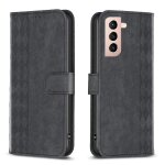 Etui en cuir a carreaux pour samsung galaxy s21 + 5g, noir