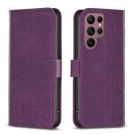 Etui en cuir a carreaux pour samsung galaxy s22 ultra 5g, violet