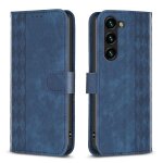 Etui en cuir a carreaux pour samsung galaxy s23 5g, bleu