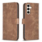 Etui en cuir a carreaux pour samsung galaxy s23 fe 5g, brun