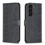Etui en cuir a carreaux pour samsung galaxy s24 5g, noir