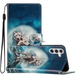 Etui en cuir color� pour samsung galaxy a56 5g, loups jumeaux