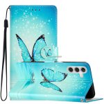 Etui en cuir color pour samsung galaxy a56 5g, papillon bleu