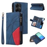Etui en cuir a fermeture eclair pour redmi 13 4g - 9 emplacements pour cartes, bleu