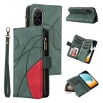 Etui en cuir a fermeture eclair pour redmi a5 / poco c71 avec 9 emplacements pour cartes, vert