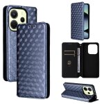 Etui en cuir flip textur� en grille pour redmi note 14 4g, bleu