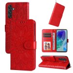 Etui en cuir gaufr� tournesol pour samsung galaxy m55 5g, rouge