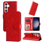 Etui en cuir gaufr� tournesol pour samsung galaxy s24, rouge