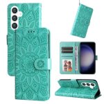 Etui en cuir gaufr� tournesol pour samsung galaxy s24 + , vert