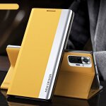 Etui en cuir magn�tique ultra - fin pour xiaomi redmi note 10 pro / note 10 pro max, jaune