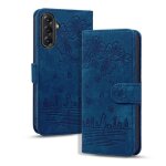 Etui en cuir motif chat sakura pour samsung galaxy a56 / a36, bleu royal