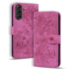 Etui en cuir motif chat sakura pour samsung galaxy a56 / a36, rose rouge