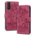 Etui en cuir motif chat sakura pour samsung galaxy a56 / a36, vin rouge