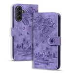 Etui en cuir motif chat sakura pour samsung galaxy a56 / a36, violet
