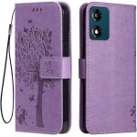 Etui en cuir pour motorola moto e13 (6. 5  inches), [ coque housse de tlphone style motif chat et arbre] ...