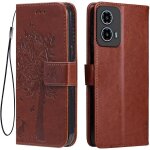 Etui en cuir pour motorola moto g34 (6. 5  inches), [ coque housse de telephone style motif chat et arbre] ...