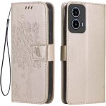 Etui en cuir pour motorola moto g34 (6. 5  inches), [ coque housse de tlphone style motif chat et arbre] ...