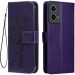 Etui en cuir pour motorola moto g34 (6. 5  inches), [ coque housse de telephone style motif chat et arbre] ...