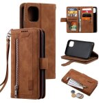 Etui en cuir a rabat horizontal avec sac a fermeture a glissière a neuf cartes avec support / fentes ... Etui en cuir a rabat horizontal avec sac a fermeture a glissière a neuf cartes avec support / fentes ...
