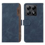 Etui en cuir rfid magn�tique abeel pour xiaomi 14t pro, bleu - brun