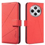 Etui en cuir rfid avec motif g�om�trique pour redmi 14c, rouge