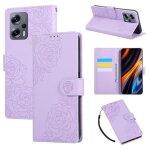 Etui en cuir rose a fleurs pour xiaomi poco x4 gt avec 3 emplacements pour cartes, violet