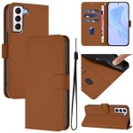 Etui en cuir pour samsung galaxy s21 + 5g avec cordon, brun