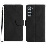 Etui en cuir pour samsung galaxy s21 5g avec coutures, noir