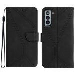 Etui en cuir pour samsung galaxy s21 + 5g avec coutures, noir