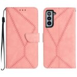 Etui en cuir pour samsung galaxy s21 + 5g avec coutures, rose