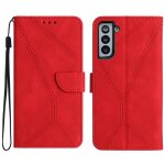 Etui en cuir pour samsung galaxy s21 + 5g avec coutures, rouge
