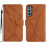 Etui en cuir pour samsung galaxy s22 + 5g avec coutures, brun