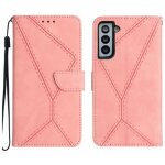 Etui en cuir pour samsung galaxy s22 + 5g avec coutures, rose