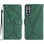Etui en cuir pour samsung galaxy s22 5g avec coutures, vert