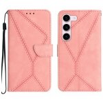 Etui en cuir pour samsung galaxy s23 5g avec coutures, rose