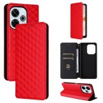 Etui en cuir a texture en grille pour redmi 13 4g / note 13r 5g, rouge