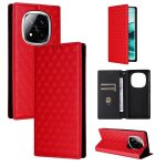 Etui en cuir a texture en grille pour redmi note 14 pro + 5g, rouge