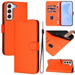Etui en cuir uni avec cordon pour samsung galaxy s21 fe 5g, orange