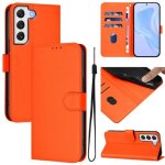 Etui en cuir uni avec cordon pour samsung galaxy s22 5g, orange