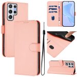 Etui en cuir uni avec cordon pour samsung galaxy s22 ultra 5g, rose