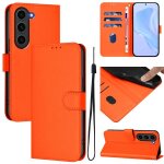 Etui en cuir uni avec cordon pour samsung galaxy s23 fe 5g, orange