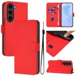 Etui en cuir uni avec cordon pour samsung galaxy s23 fe 5g, rouge