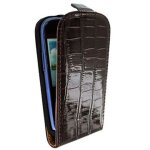 Etui fashion clip croco marron pour samsung s3 mini i8190