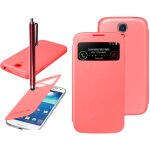 Etui flip coque pour samsung galaxy s4 mini 4. 3 s - view support - rouge + stylet Etui flip coque pour samsung galaxy s4 mini 4. 3 s - view support - rouge + stylet