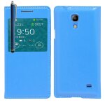 Etui flip coque pour samsung sm - g3518 galaxy core td - lte s - view support - bleu + stylet Etui flip coque pour samsung sm - g3518 galaxy core td - lte s - view support - bleu + stylet