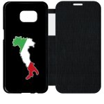 Etui a flip flap - botte italie fond noir - compatible avec samsung galaxy s7 edge - simili - cuir - ...