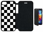 Etui a flip flap - carr noir et blanc damier - compatible avec apple iphone 8 - plastique - bord noir ...