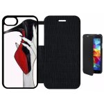Etui a flip flap - escarpins rouge et noir - compatible avec apple iphone 7 - simili - cuir - bord noir ...
